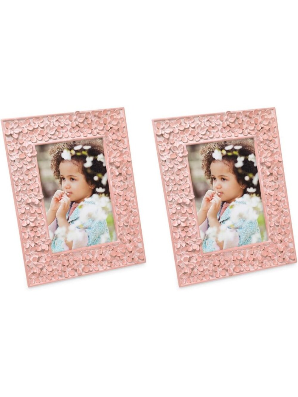 Handcrafted 4x6 Pink Floral Textured Picture Frame Set for Tabletop & Wall